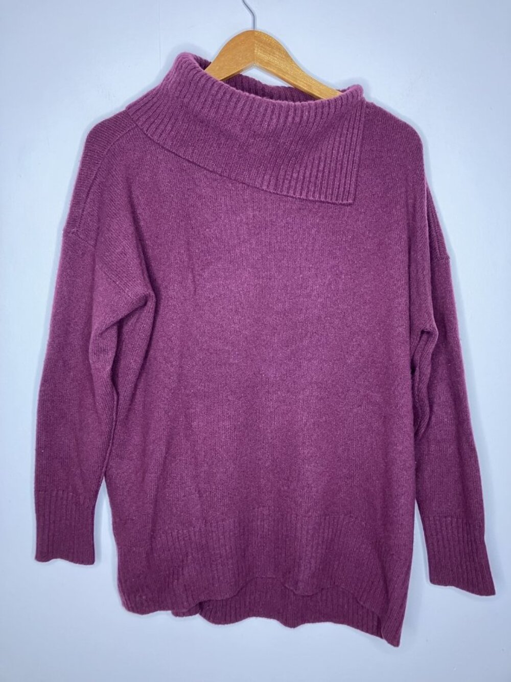 Nordstrom Signature Women's L 100% Cashmere Asymmetrical Cowl Neck Sweater